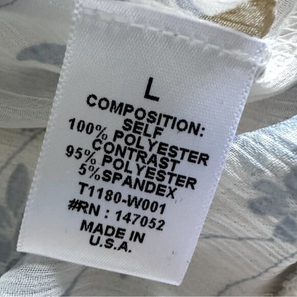 Cerule Womens V Neck Top Floral Crochet Shabby Chic Cottagecore Semi Sheer Sz L - Picture 4 of 8